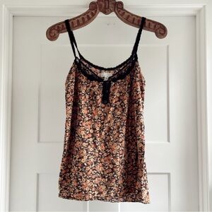 Kimchi Blue Black and Orange Floral Cami